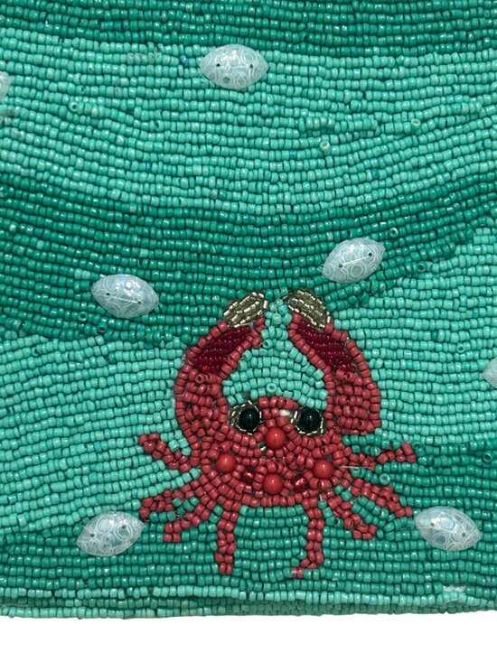 Seahorse Crab Beaded Bag Hand Made in India with Charm New Release NWT